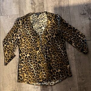 Express Animal Print V-Neck Blouse